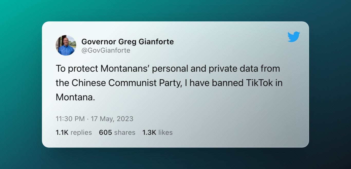 Tweet banned TikTok in Montana - 01
