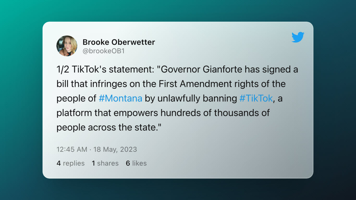 Tweet banned TikTok in Montana - 02