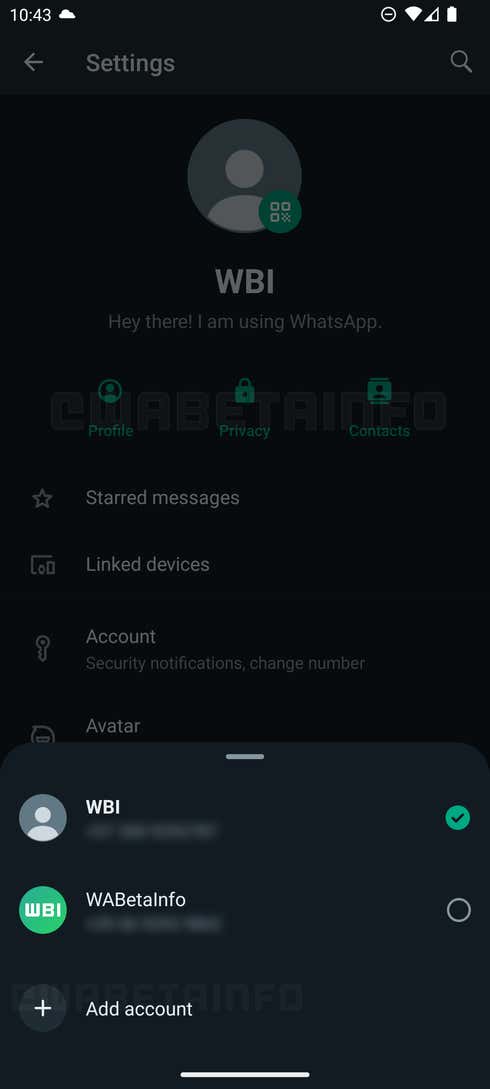 WhatsApp account settings